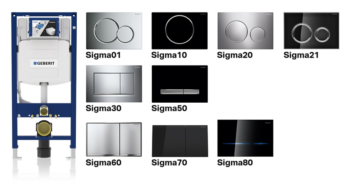 Autoclismo e placas de comando de descarga Geberit Sigma