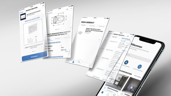 Identifique os autoclismos de montagem interior com a aplicação Geberit Pro e encomende as peças de substituição adequadas num instante.