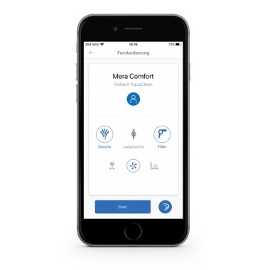 App Geberit Home para usar com as sanitas com sistema integrado de lavagem
