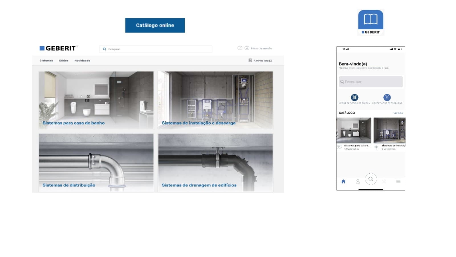 Catálogo online e app Geberit Pro