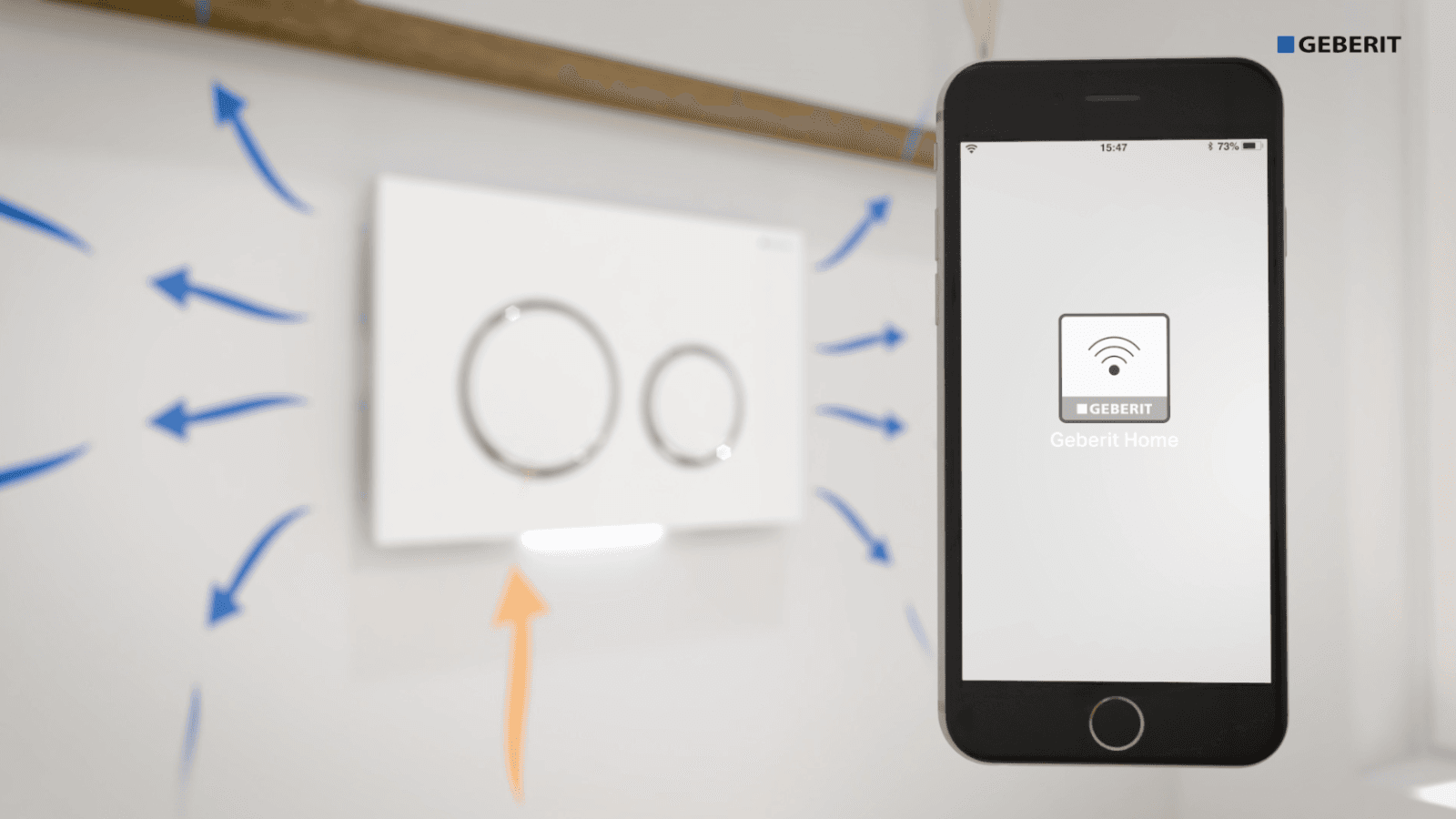 Pode utilizar a aplicação Geberit Home para controlar as funções inteligentes do Geberit DuoFresh Pode utilizar a aplicação Geberit Home para controlar as funções inteligentes do Geberit DuoFresh