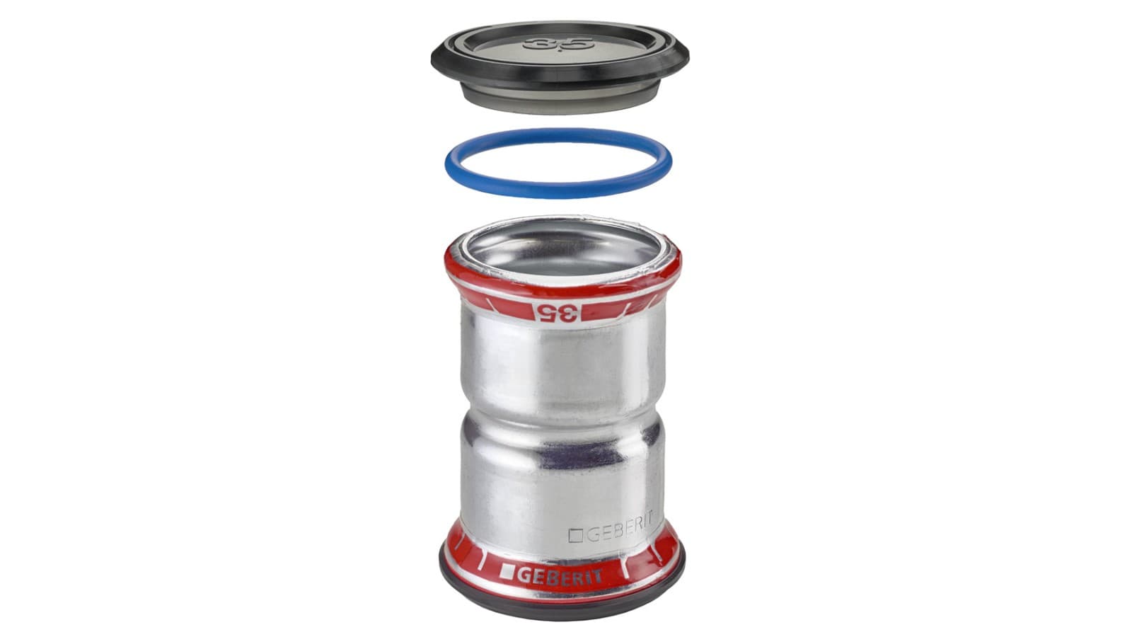 Geberit Mapress Aço Carbono, FKM azul, para utilização com fluidos que contenham óleo Geberit Mapress Aço Carbono, FKM azul, para utilização com fluidos que contenham óleo
