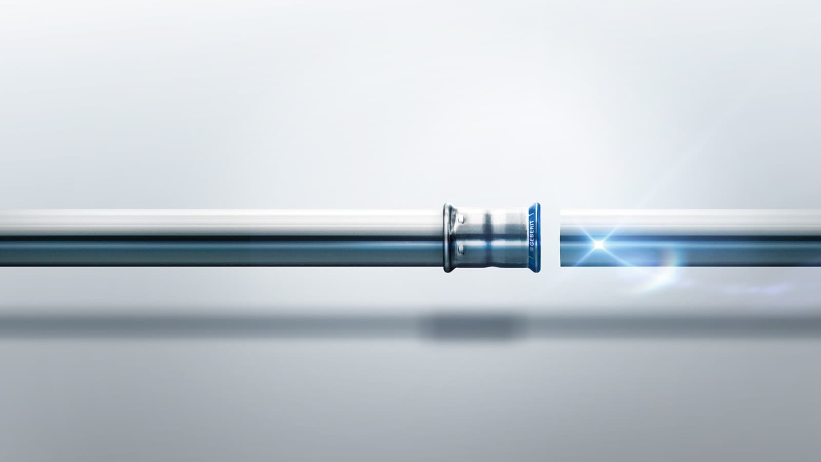 Acessório Geberit Mapress Aço inox com indicadores de compressão azuis Acessório Geberit Mapress Aço inox com indicadores de compressão azuis